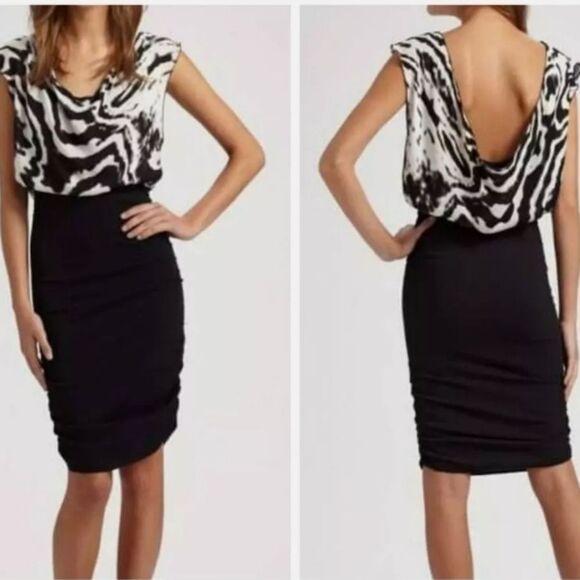 Alice + Olivia Zebra Top Blouson Silk Blend Slouchy Dress Size Small - Picture 1 of 8